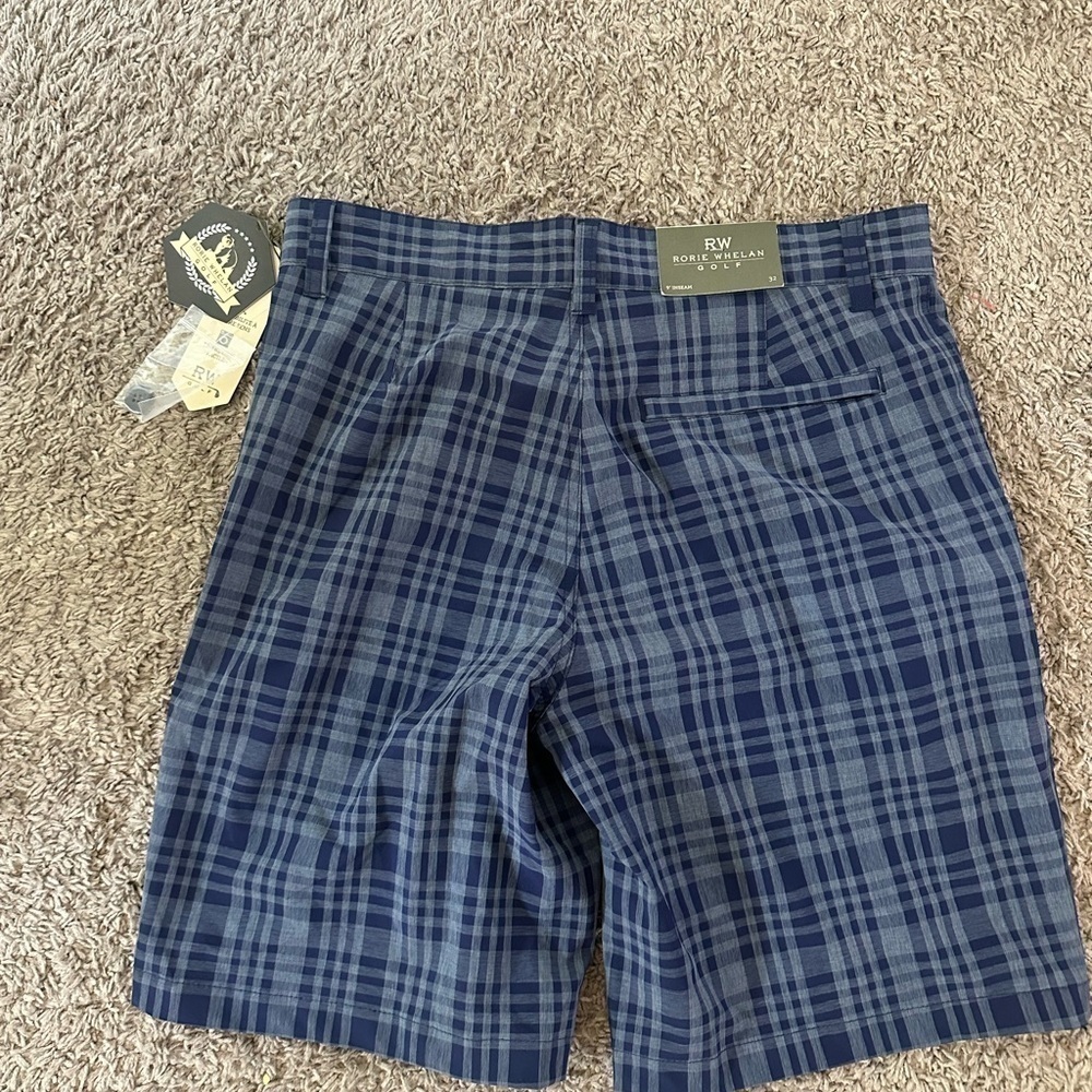 New Men’s Golf Rorie Whelan Shorts Size 32 Blue Plaid - Picture 4 of 5